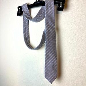 Pin Stripe Tie Skinny Wear Wool Handmade Gray Dusty Rose Unisex Self Necktie